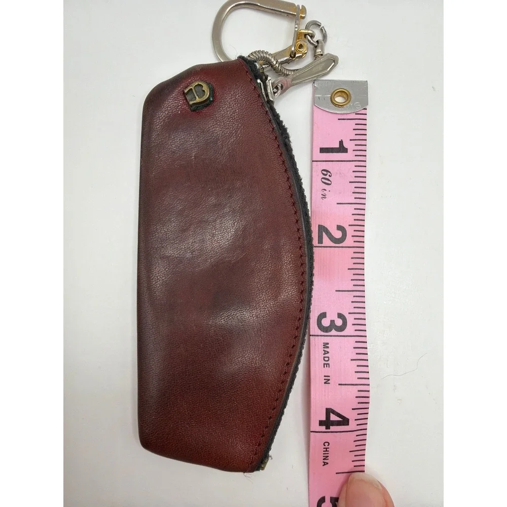 Etienne Aigner Coin Purse Burgundy Leather Vintage‎ Key Pouch Zip Flawed